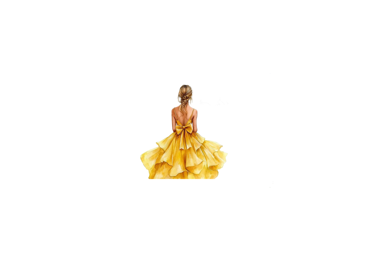 Yellow Gown Girl Throw Pillow | Watercolor Fashion Decorative Pillow | Elegant Girls Room Gift