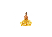 Thumbnail for Yellow Gown Girl Throw Pillow | Watercolor Fashion Decorative Pillow | Elegant Girls Room Gift