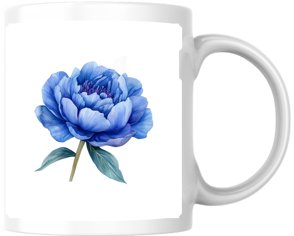 Blue Peony Mug | Watercolor Blue Flower Coffee Mug | Floral Lover Gift