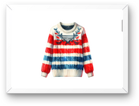 Thumbnail for Patriotic Knit Sweater Wall Art | Watercolor Red White Blue Sweater Print | Cozy Americana Gift