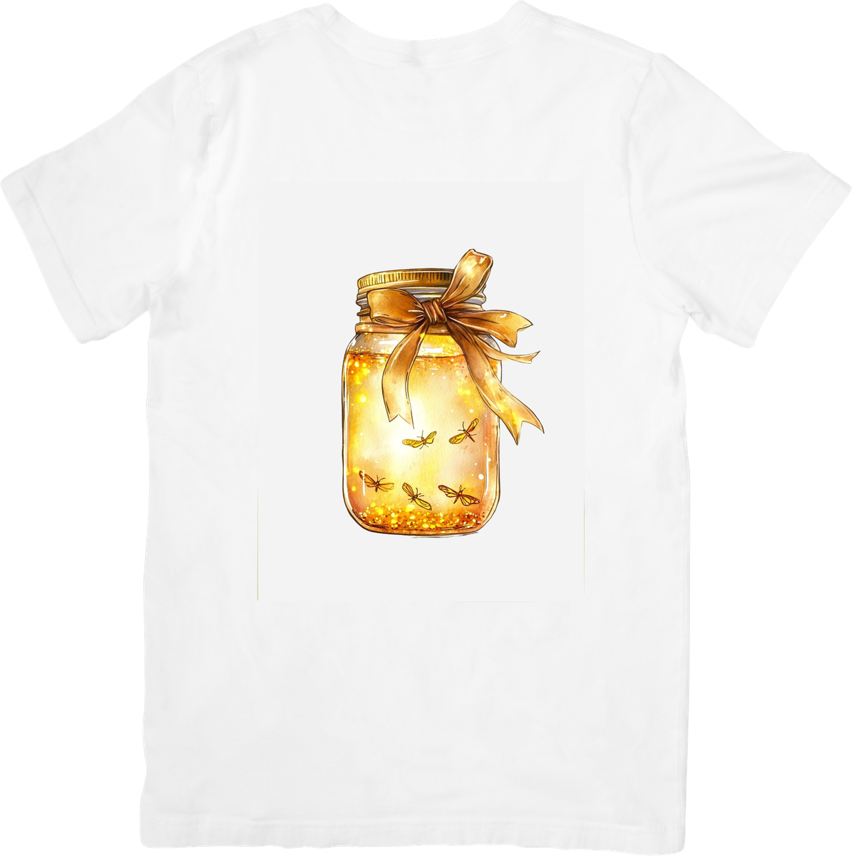 Firefly Mason Jar T-Shirt | Watercolor Glowing Jar Graphic Tee | Magical Summer Night Gift