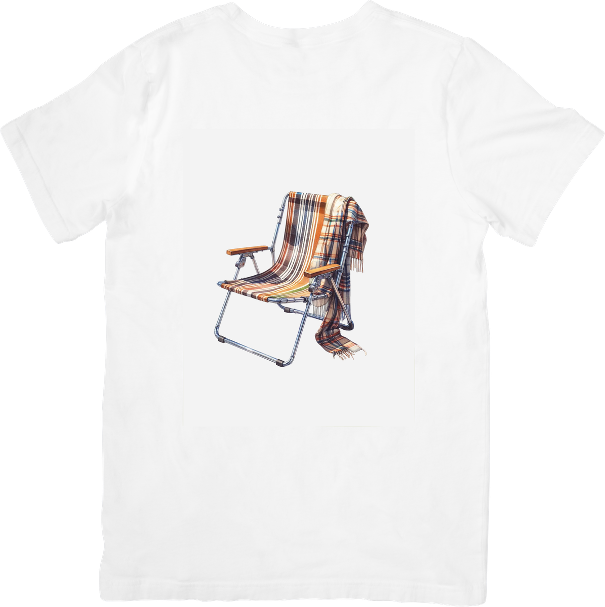 Plaid Camping Chair T-Shirt | Vintage Folding Lawn Chair Graphic Tee | Outdoor Camper Gift