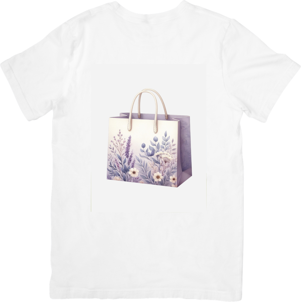 Watercolor Floral Gift Bag T-Shirt | Lavender Wildflower Graphic Tee | Botanical Lover Gift