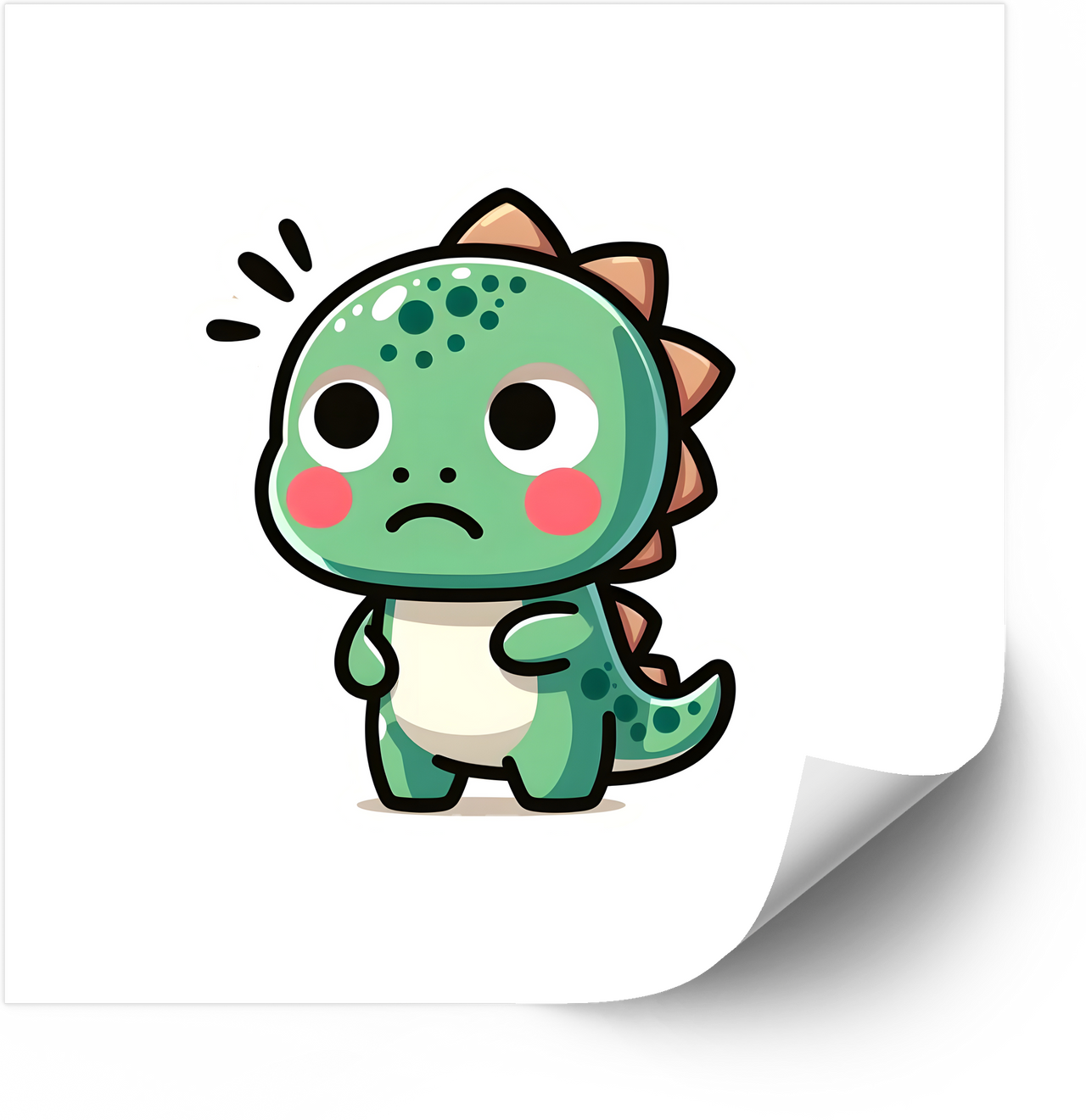Sad Baby Dinosaur Kawaii Sticker | Cute Kawaii Dino Vinyl Decal
