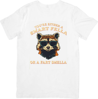 Thumbnail for Smart Fella Or Fart Smella Raccoon T-Shirt | Funny Retro Graphic Tee | Humor Gift
