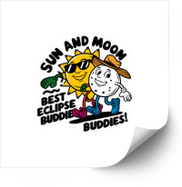 Thumbnail for Sun And Moon Best Eclipse Buddies Sticker | Cute Retro Celestial Vinyl Decal