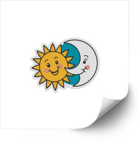 Thumbnail for Smiling Sun And Moon Eclipse Sticker | Retro Celestial Vinyl Decal