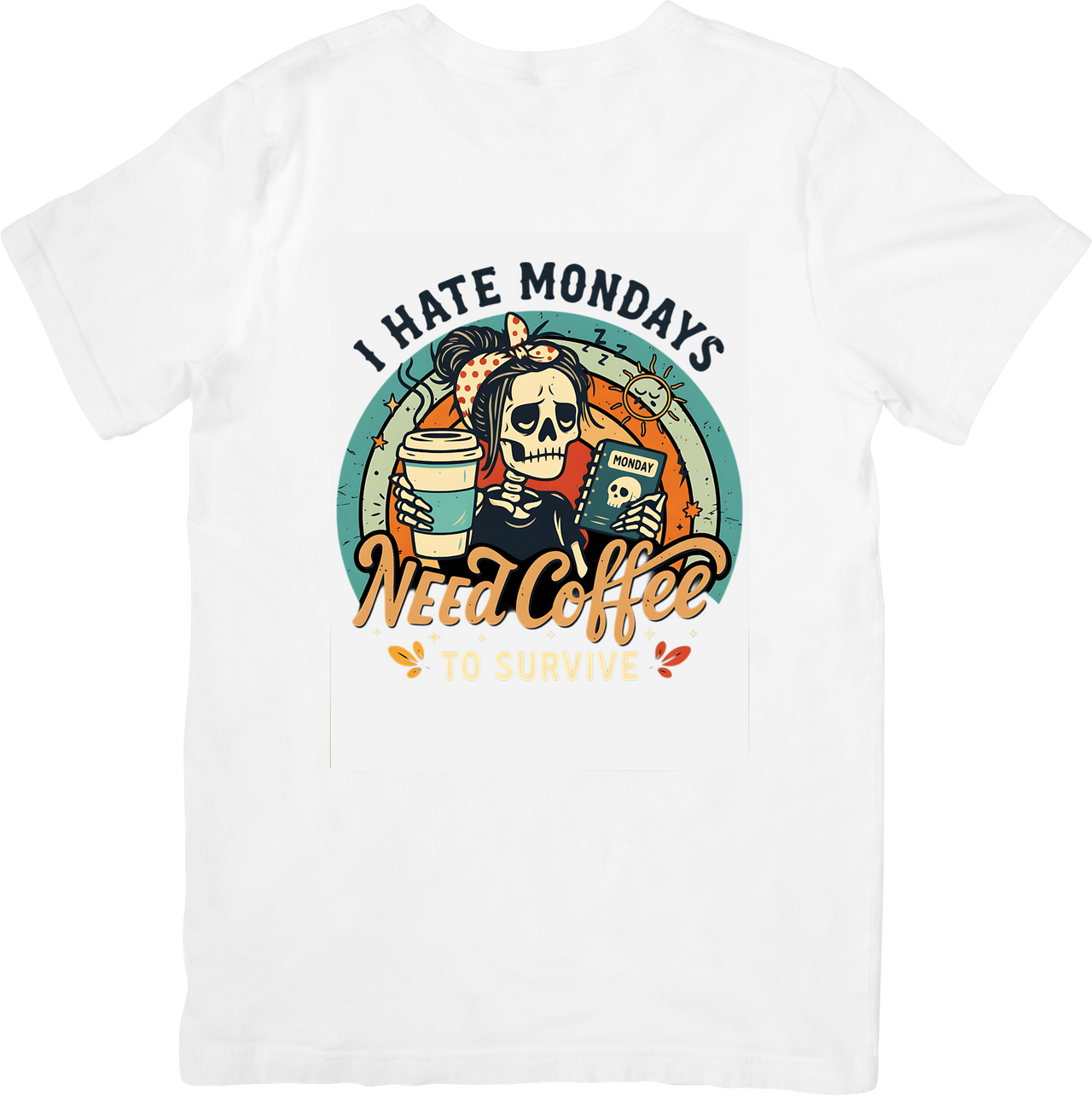 I Hate Mondays Need Coffee Skull T-Shirt | Retro Funny Graphic Tee | Coffee Lover Gift