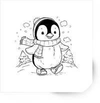 Thumbnail for Ice Skating Penguin Sticker | Black Line Art Winter Penguin Vinyl Decal | Cute Christmas Gift
