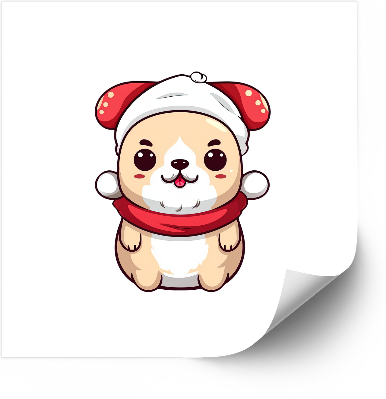 Kawaii Christmas Puppy Dog Sticker | Cute Holiday Vinyl Decal