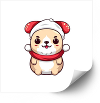 Thumbnail for Kawaii Christmas Puppy Dog Sticker | Cute Holiday Vinyl Decal