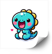 Thumbnail for Happy Blue Baby Dinosaur Sticker | Kawaii Dino Love Vinyl Decal