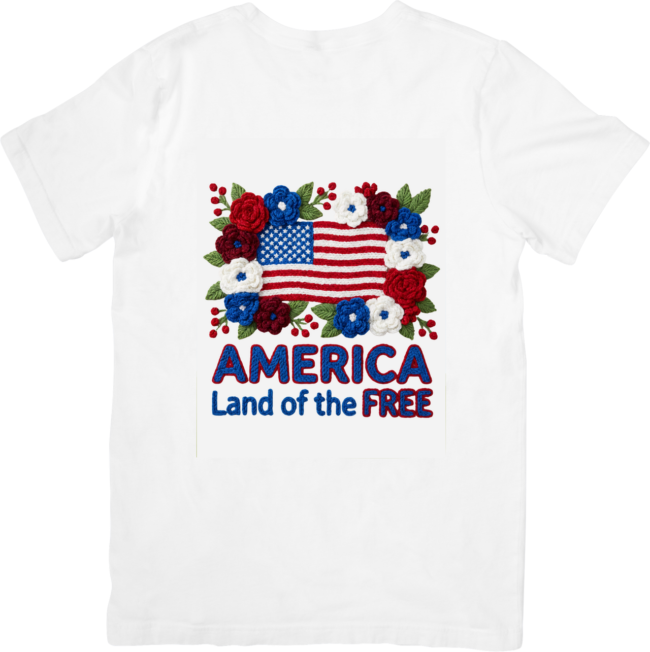 America Land Of The Free Floral Flag T-Shirt | Patriotic Floral Graphic Tee | Fourth of July Gift