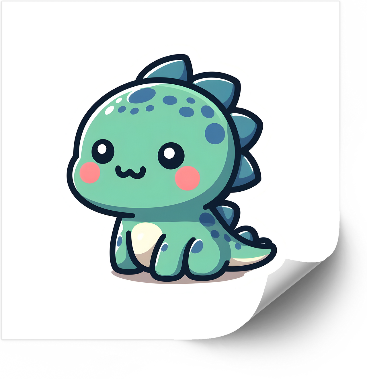 Cute Baby Dinosaur Kawaii Sticker | Kawaii Green Dino Vinyl Decal