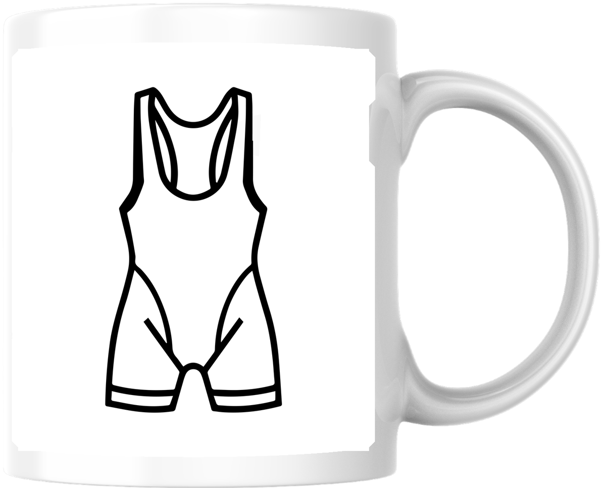 Wrestling Singlet Mug | Black Line Art Wrestler Coffee Mug | Wrestling Coach Athlete Gift