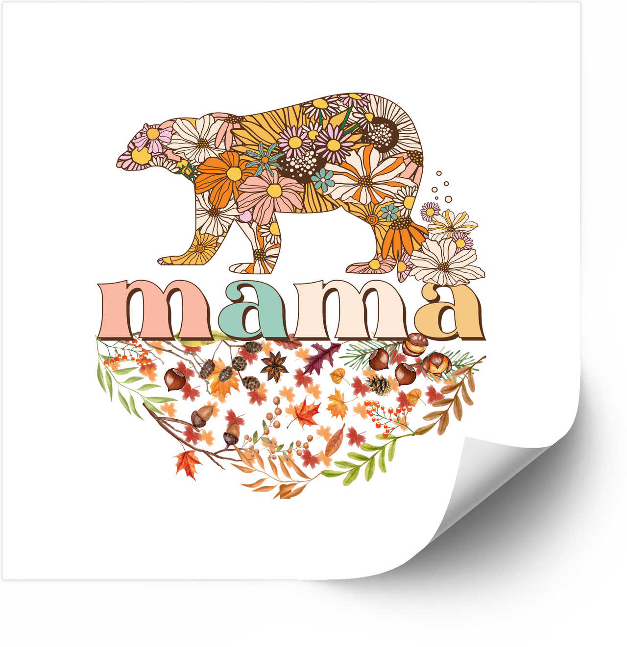 Mama Bear Floral Sticker | Boho Wildflower Vinyl Decal
