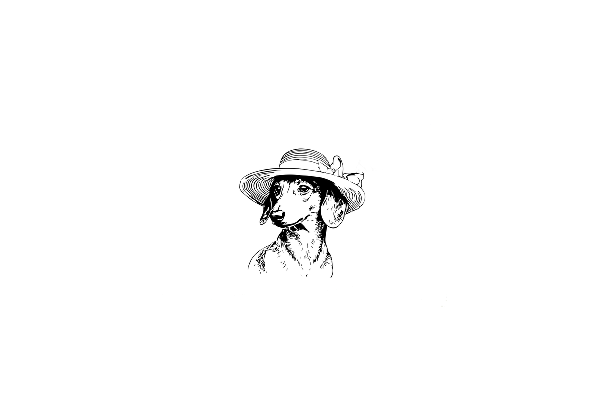 Dachshund In Sun Hat Throw Pillow | Black Line Art Doxie Decorative Pillow | Dog Lover Gift