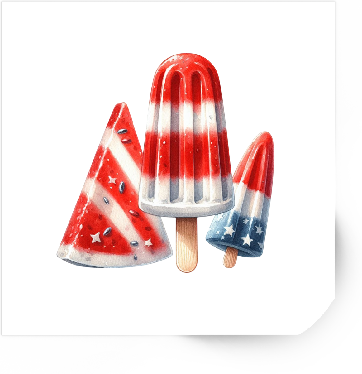 Patriotic Popsicles Sticker | Watercolor 4th Of July Ice Pops Vinyl Decal | Summer USA Gift