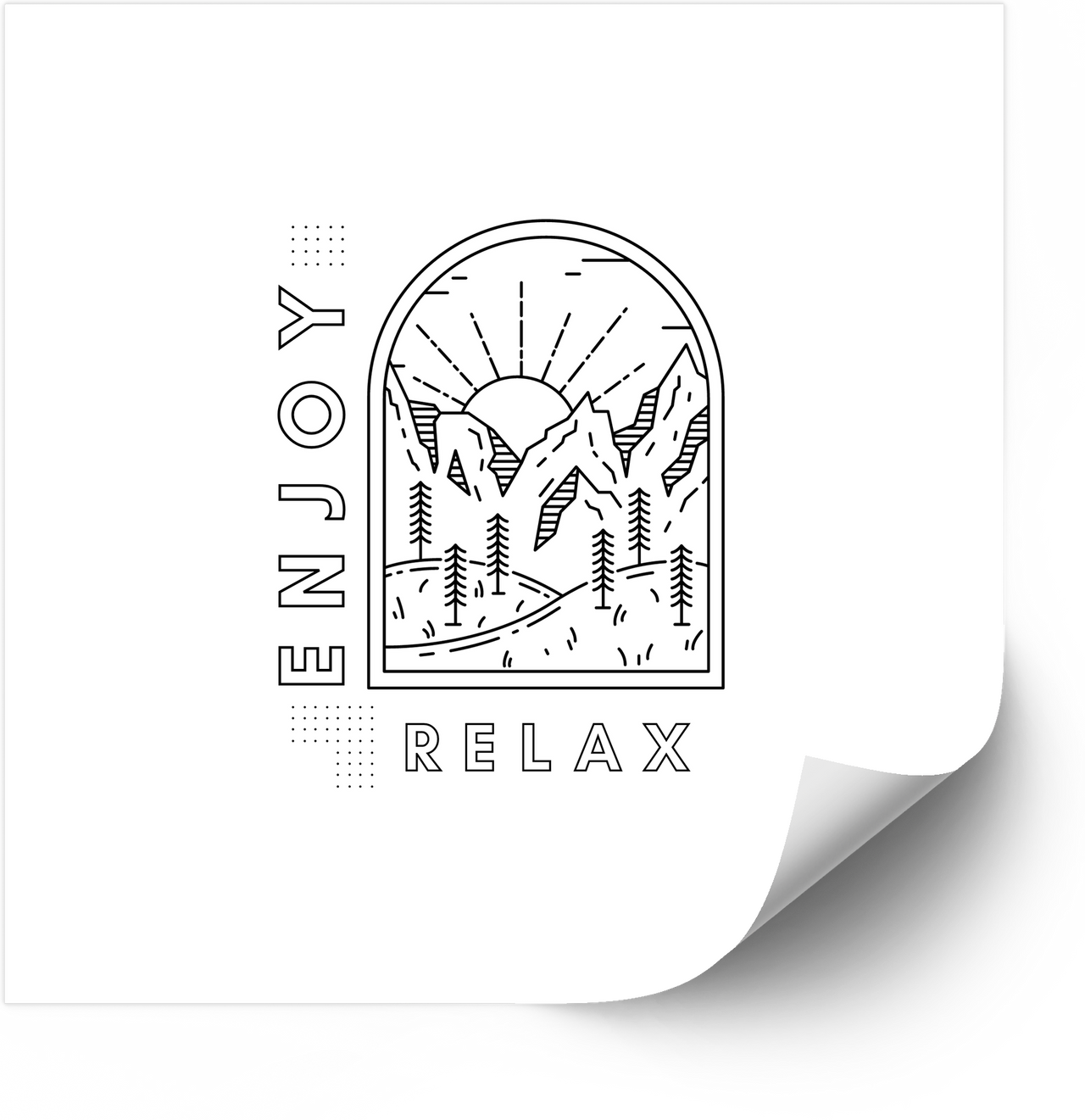 Enjoy Relax Mountain Sunrise Sticker | Minimalist Nature Vinyl Decal