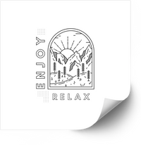 Thumbnail for Enjoy Relax Mountain Sunrise Sticker | Minimalist Nature Vinyl Decal