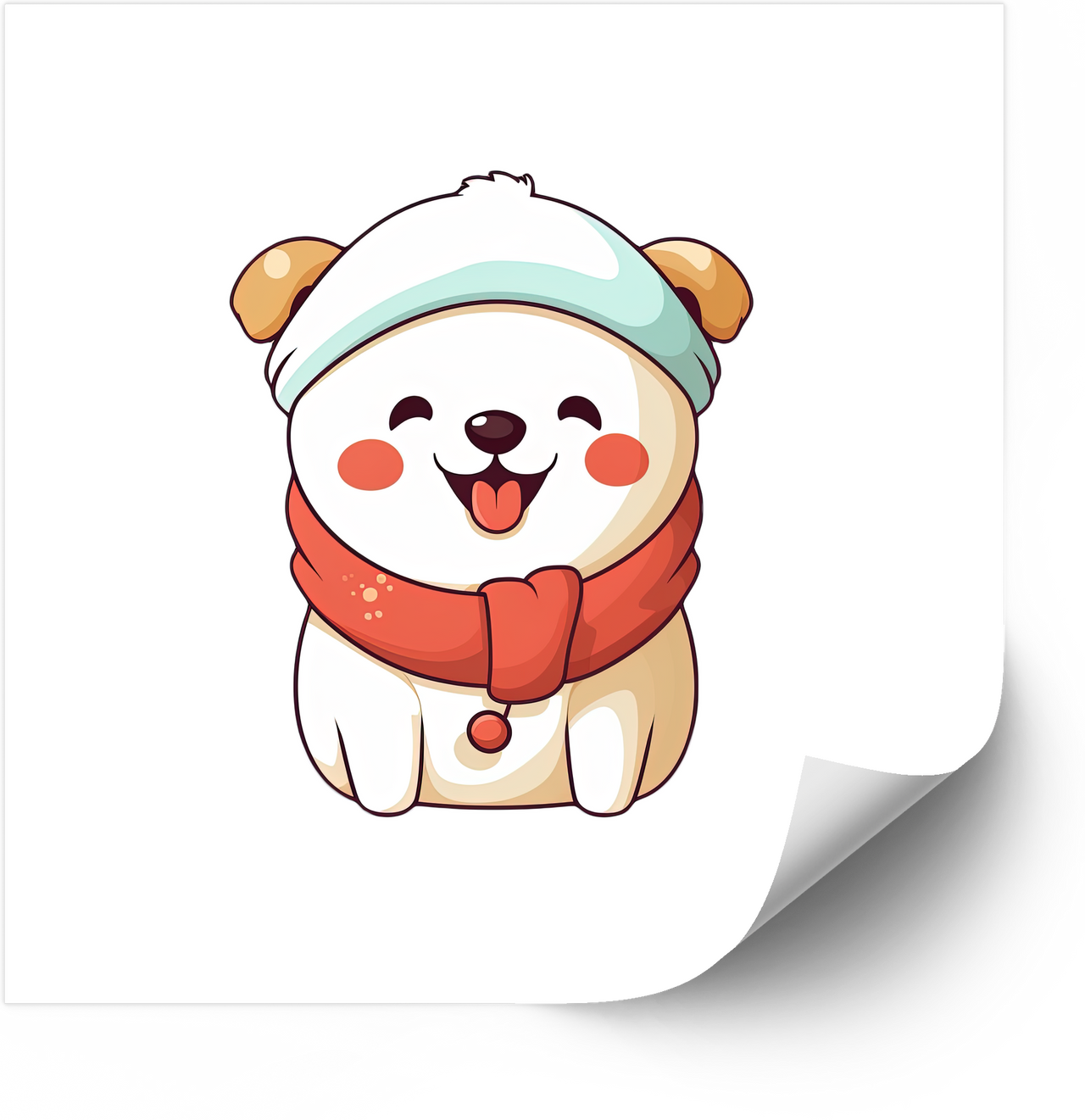 Kawaii Bear Winter Scarf Sticker | Cute Holiday Vinyl Decal