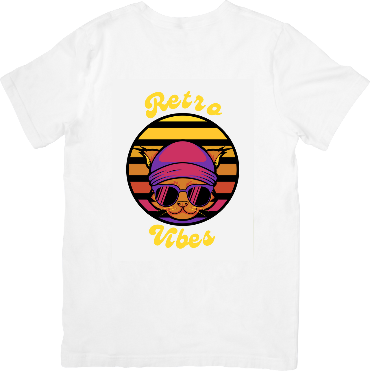 Retro Vibes Cool Cat T-Shirt | Y2K Sunset Graphic Tee