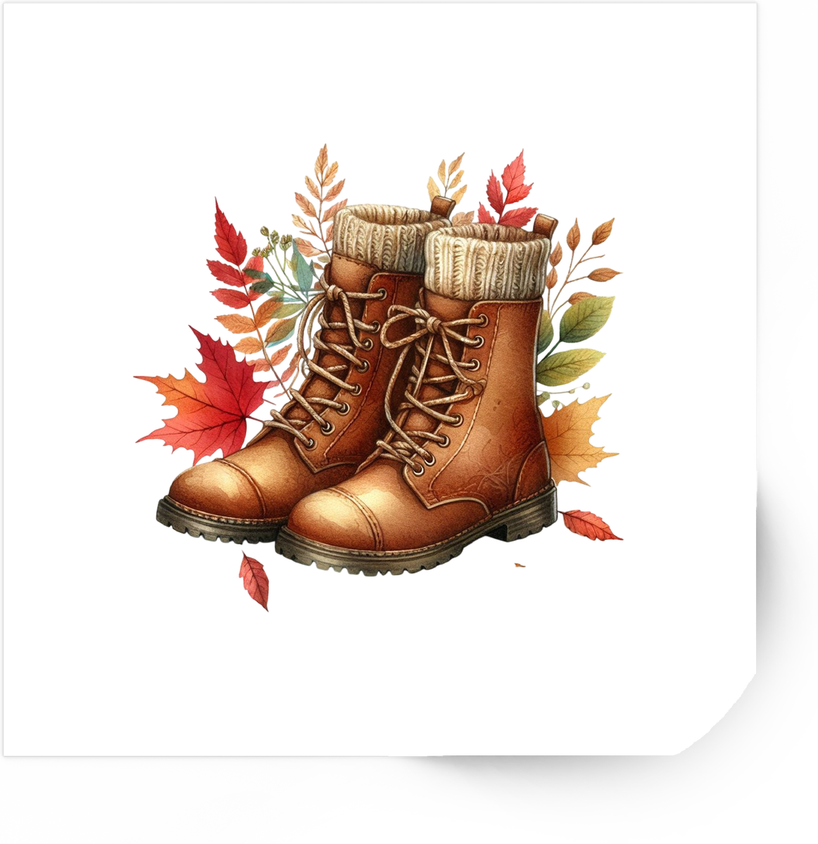 Autumn Leather Boots Sticker | Watercolor Fall Combat Boots Vinyl Decal | Cozy Autumn Gift