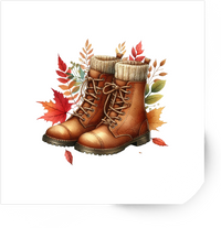 Thumbnail for Autumn Leather Boots Sticker | Watercolor Fall Combat Boots Vinyl Decal | Cozy Autumn Gift