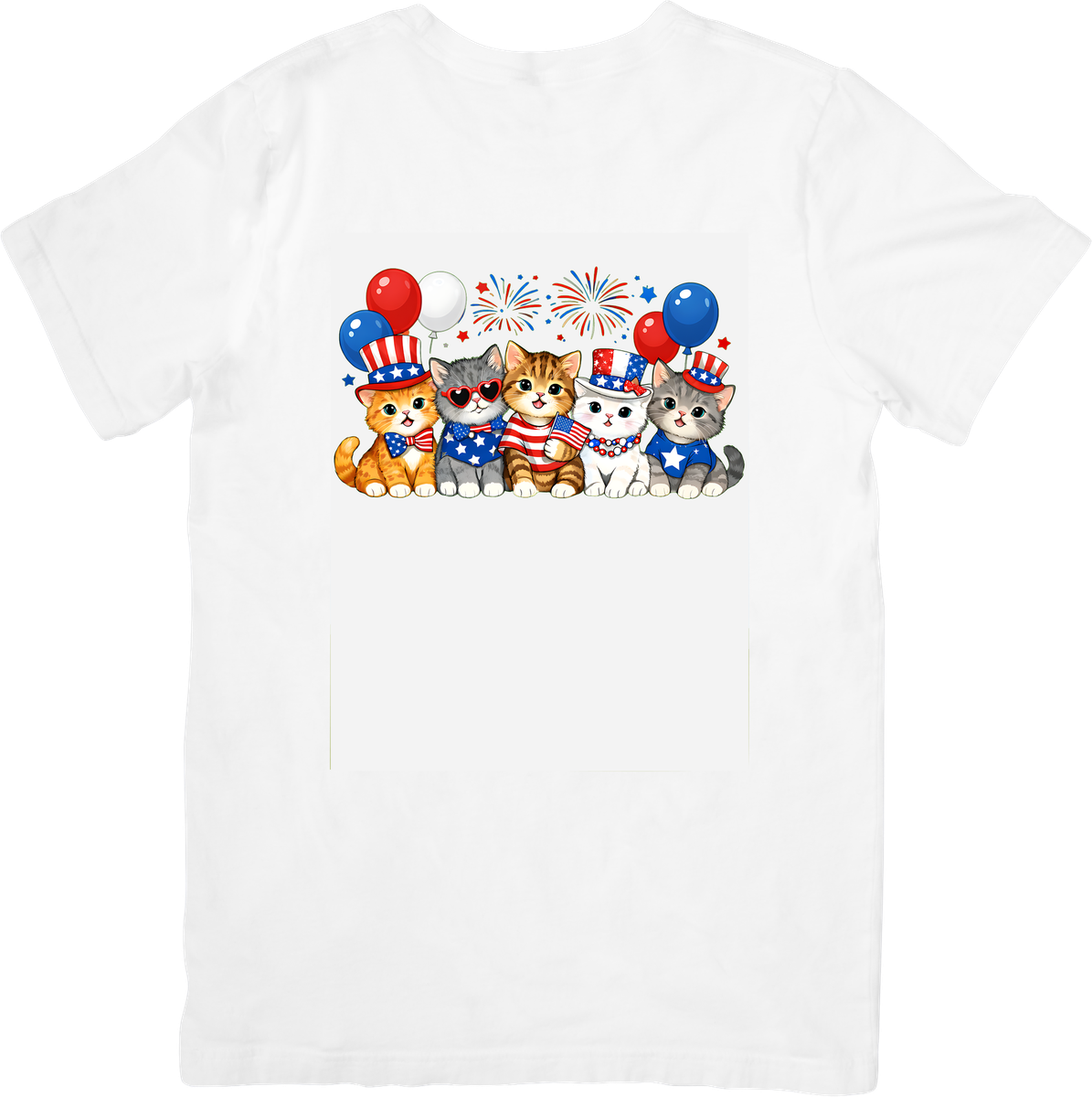 Patriotic Kittens T-Shirt | Cute 4th Of July Cats Graphic Tee | USA Cat Lover Gift