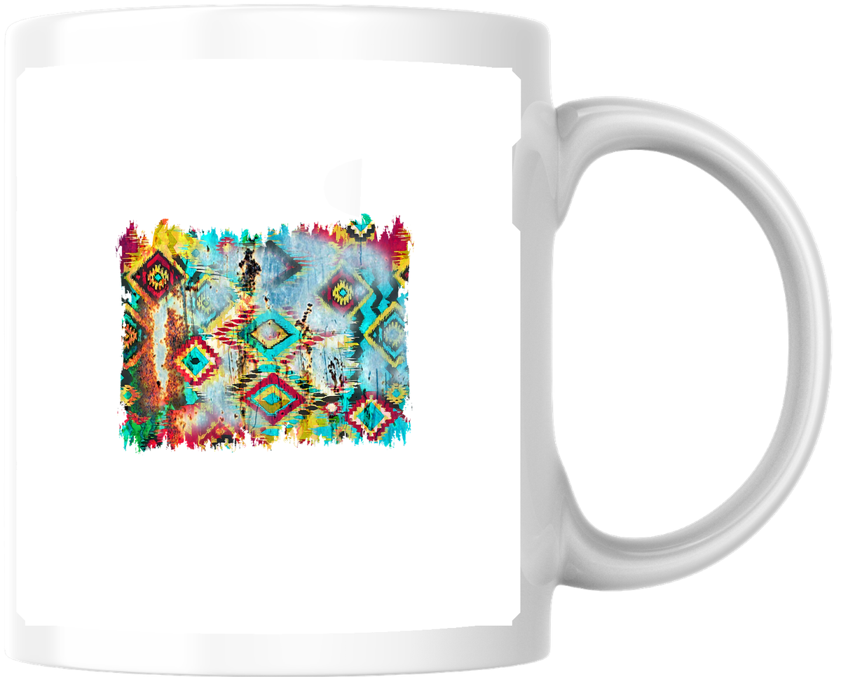 Aztec Geometric Pattern Mug | Colorful Southwestern Tribal Coffee Mug | Boho Lover Gift