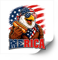 Thumbnail for Merica Bald Eagle Hot Dog Flag Sticker | Patriotic Funny Vinyl Decal