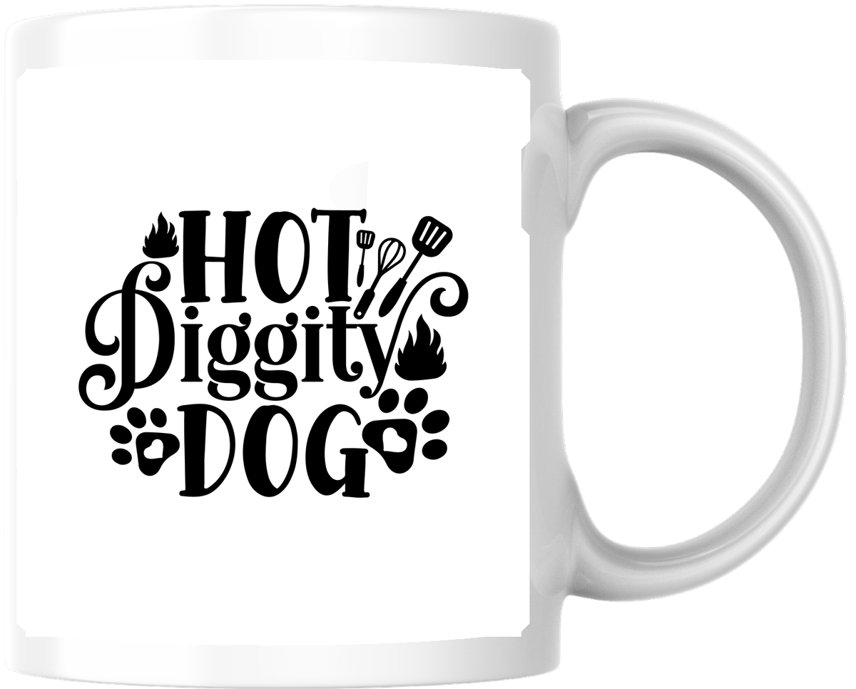 Hot Diggity Dog Mug | Funny BBQ Grilling Coffee Mug | Cookout Dad Gift