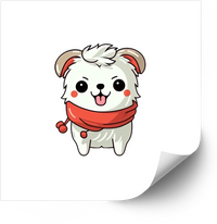 Thumbnail for Kawaii Fluffy Dog Red Scarf Sticker | Cute Kawaii Puppy Vinyl Decal