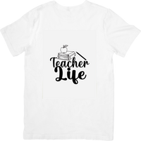 Thumbnail for Teacher Life Apple Books T-Shirt | Minimalist Educator Graphic Tee | Teacher Gift