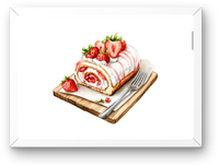 Thumbnail for Strawberry Cake Roll Wall Art | Watercolor Swiss Roll Dessert Print | Bakery Kitchen Gift