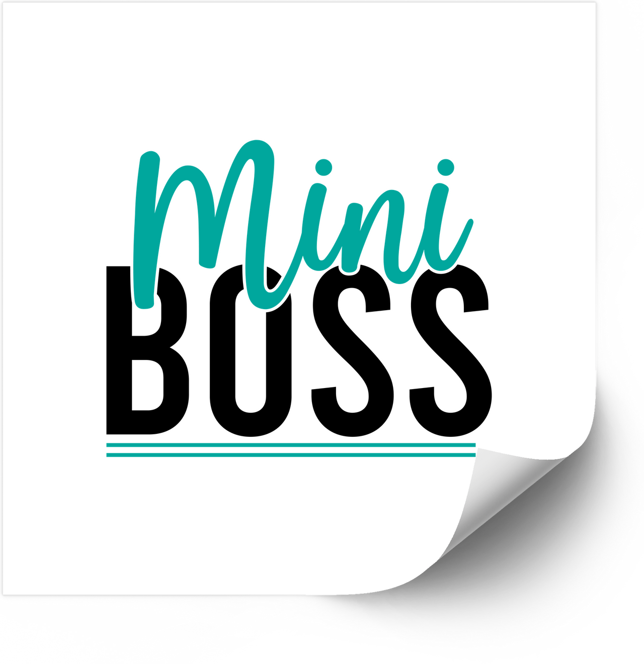 Mini Boss Sticker | Teal Black Typography Vinyl Decal | Cute Kids Toddler Gift