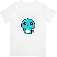 Thumbnail for Cute Baby Dragon T-Shirt | Kawaii Teal Dino Graphic Tee | Kids Cartoon Gift