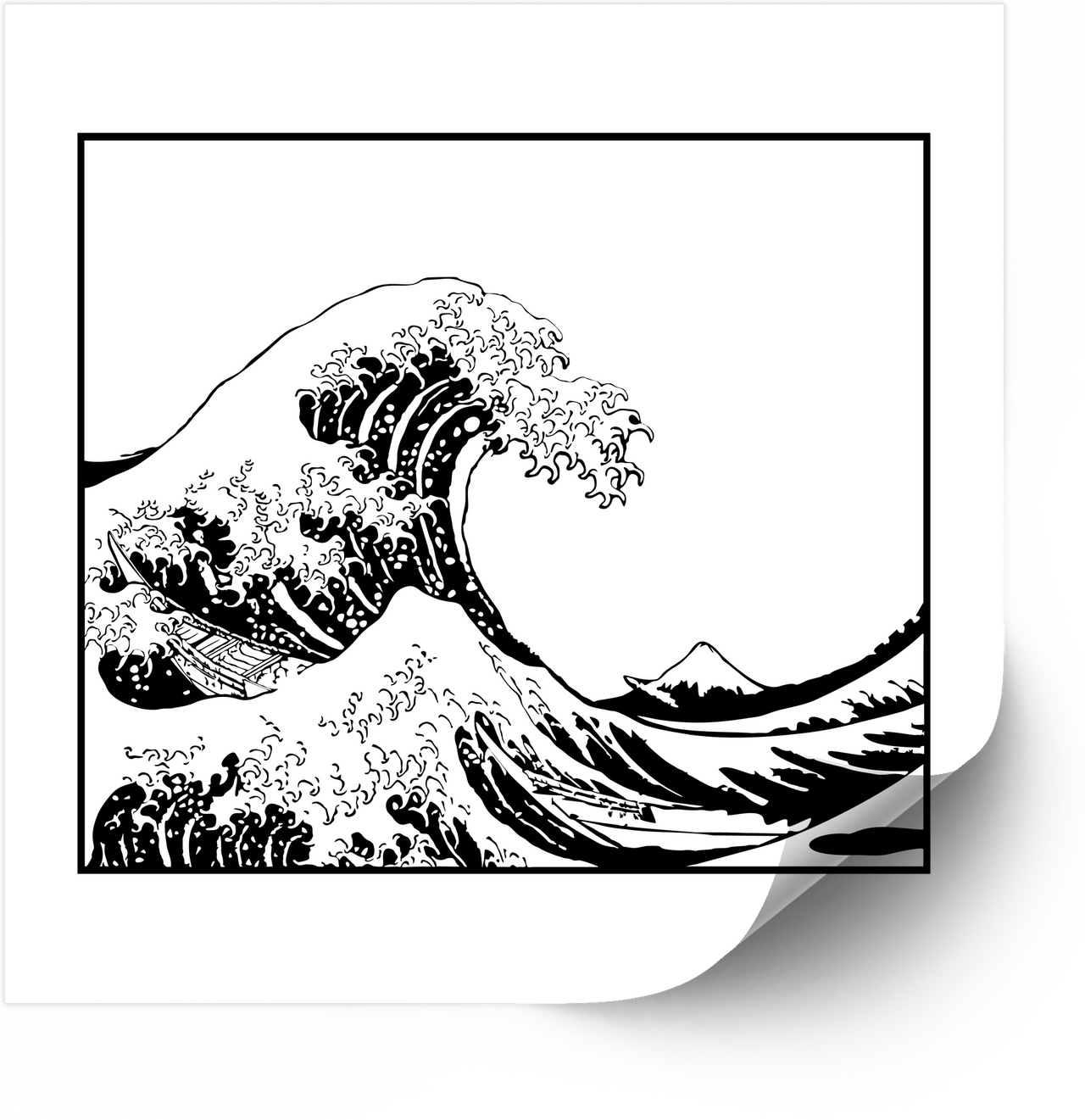 Great Wave Sticker | Black Hokusai Ocean Wave Vinyl Decal | Japanese Art Gift