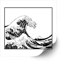 Thumbnail for Great Wave Sticker | Black Hokusai Ocean Wave Vinyl Decal | Japanese Art Gift